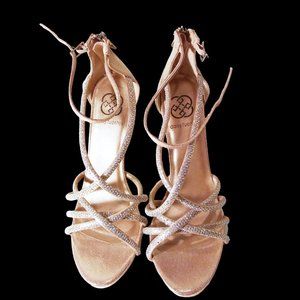 Evening Shoe, Strappy Pump  Wedding Heel, Size 9M,  Rhinstone Stiletto